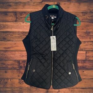 CP Palomares Sports Black Vegan Fur Lined Puffer Vest Large- New